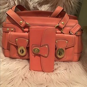 Coach Coral Legacy Bag with Matching Wallet